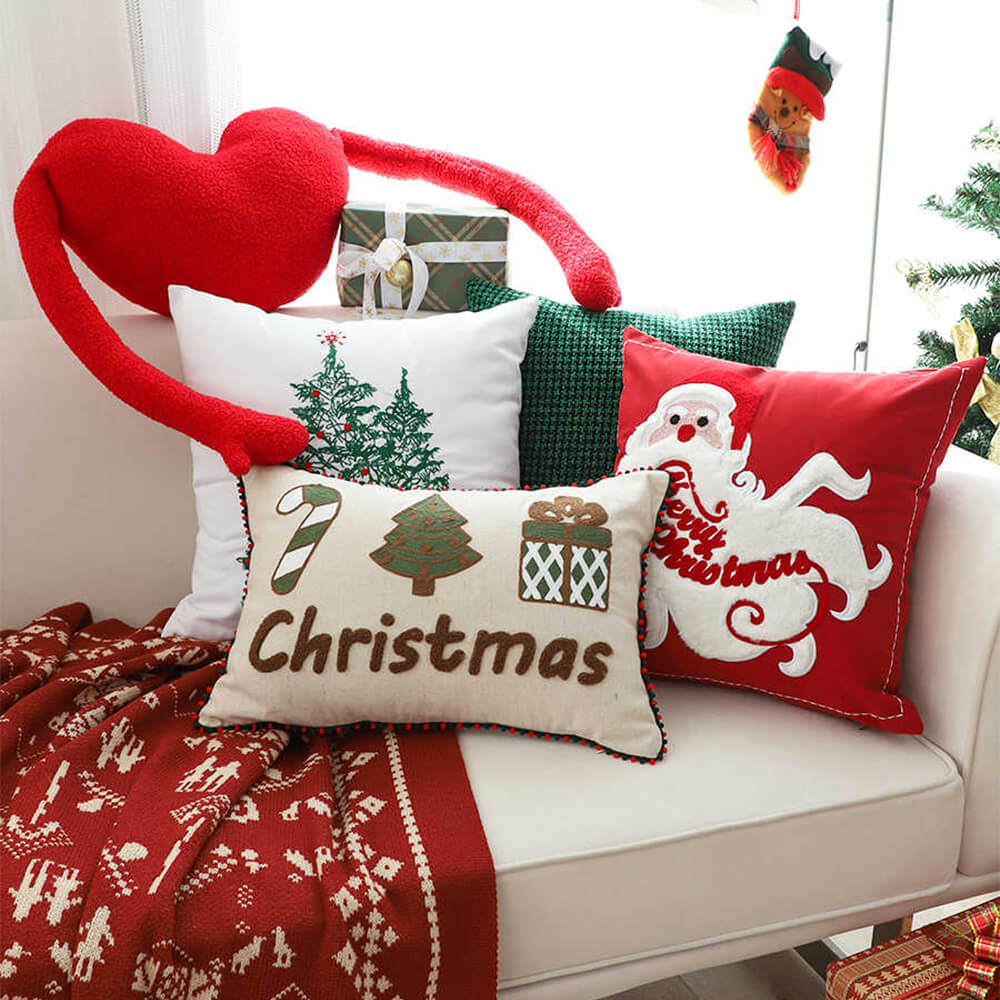 Coussin décoratif pour canapé lombaire pour la maison motif joyeux Noël – Image 4