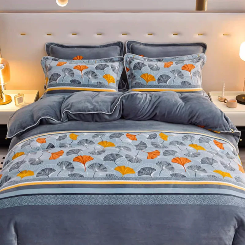 Parure de lit confortable en velours de lait à motif floral avec jupe de lit – Image 2